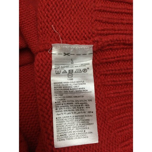 Old Navy Mens Red Fair Isle Cardigan Sweater Size L Holiday Grandpa - Picture 5 of 7